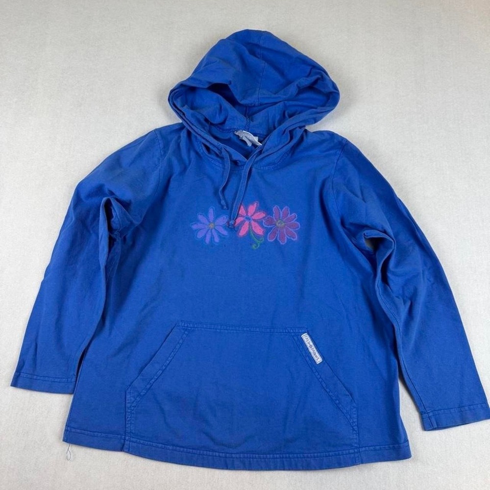 Vintage Fresh Produce Floral Embroidered Hoodie Blue Adult Small Made In USA - Picture 1 of 5